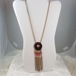 Urban soul boho gold pendant with beads & chains NWT